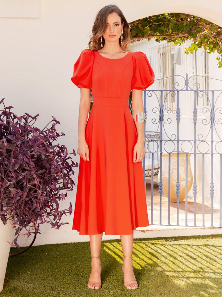 Cocktail dress with puff sleeves