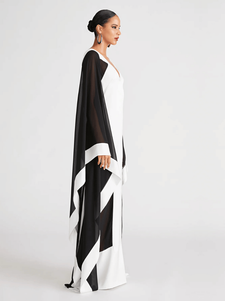 YARA GOWN IN SATIN &amp; CHIFFON