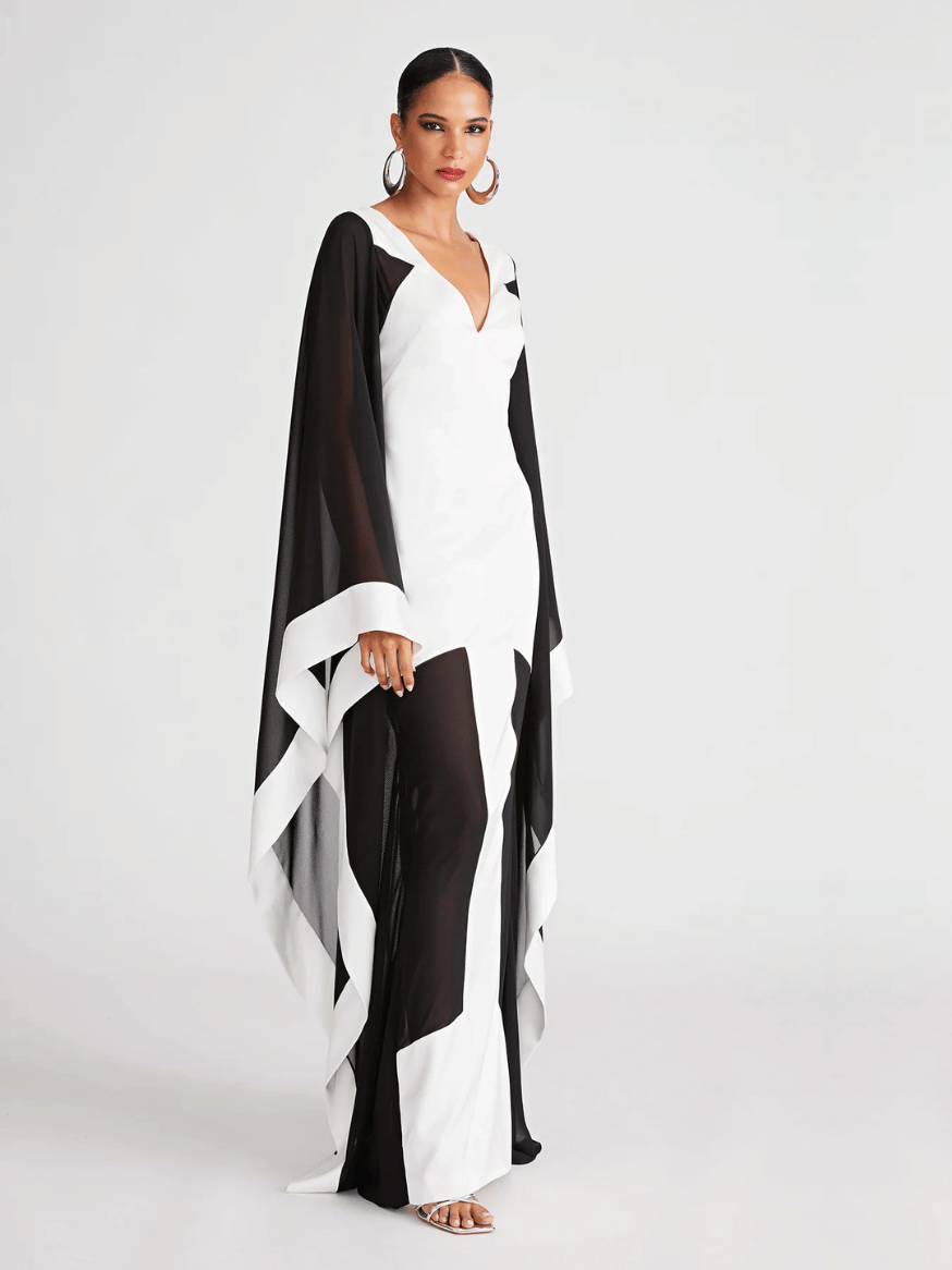 YARA GOWN IN SATIN &amp; CHIFFON