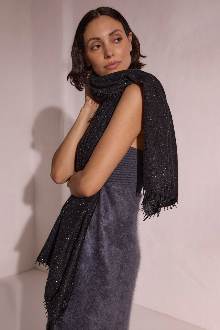 Kaschmirschal Pailletten Black