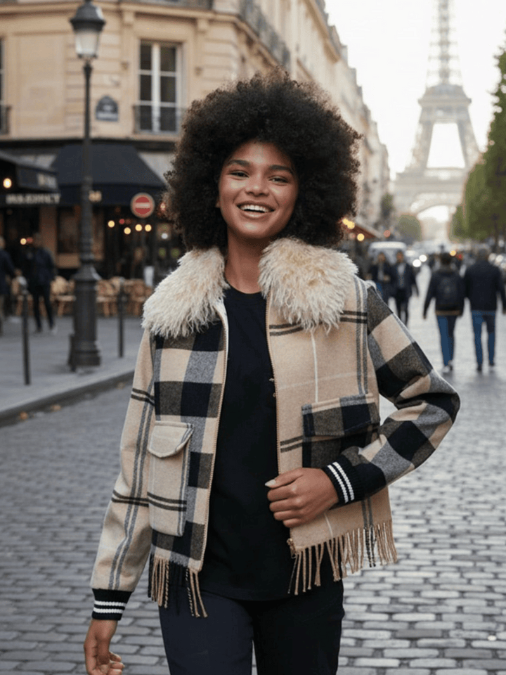 Bomber jacket with fringes