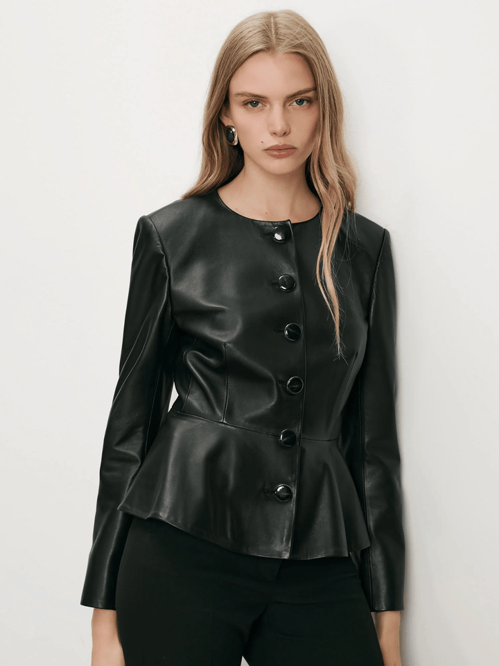 Quinn Peplum Lederjacke