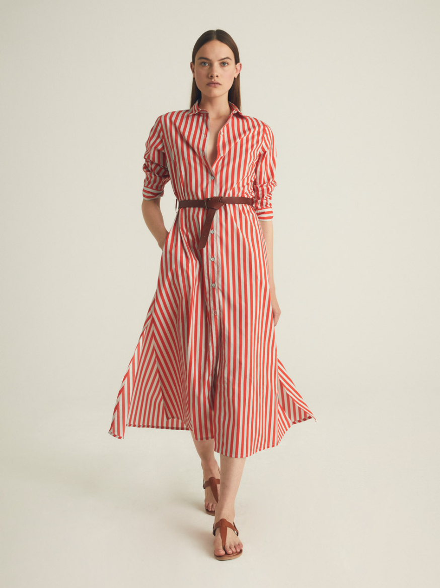 Striped dress with belt