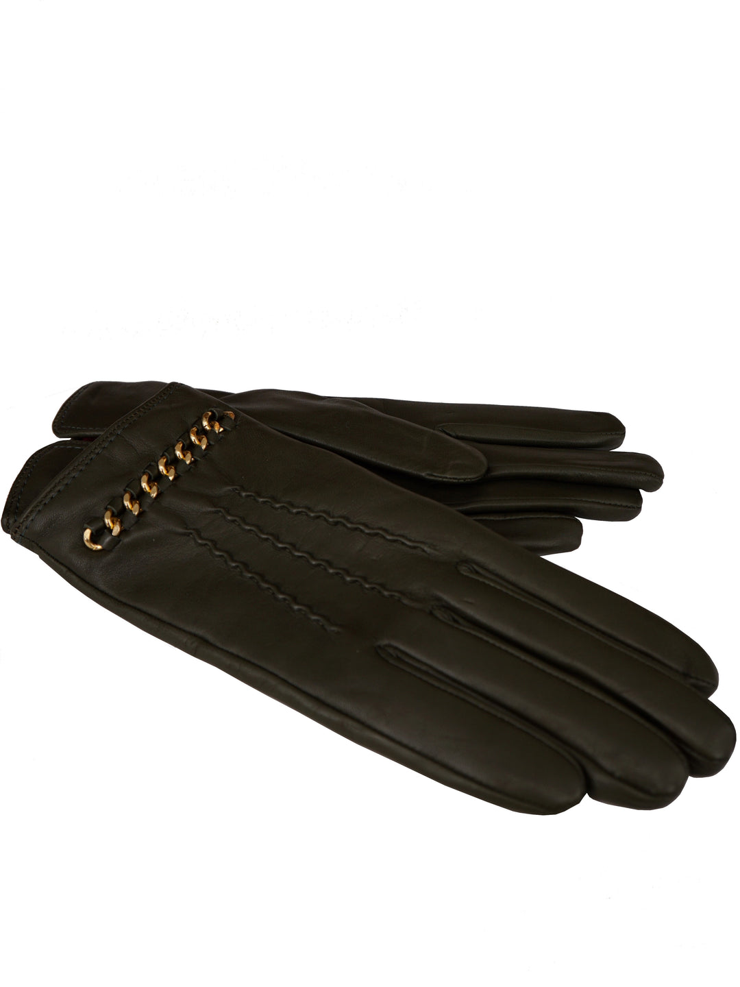 Leather gloves with chain FOD.CACHEMIRE